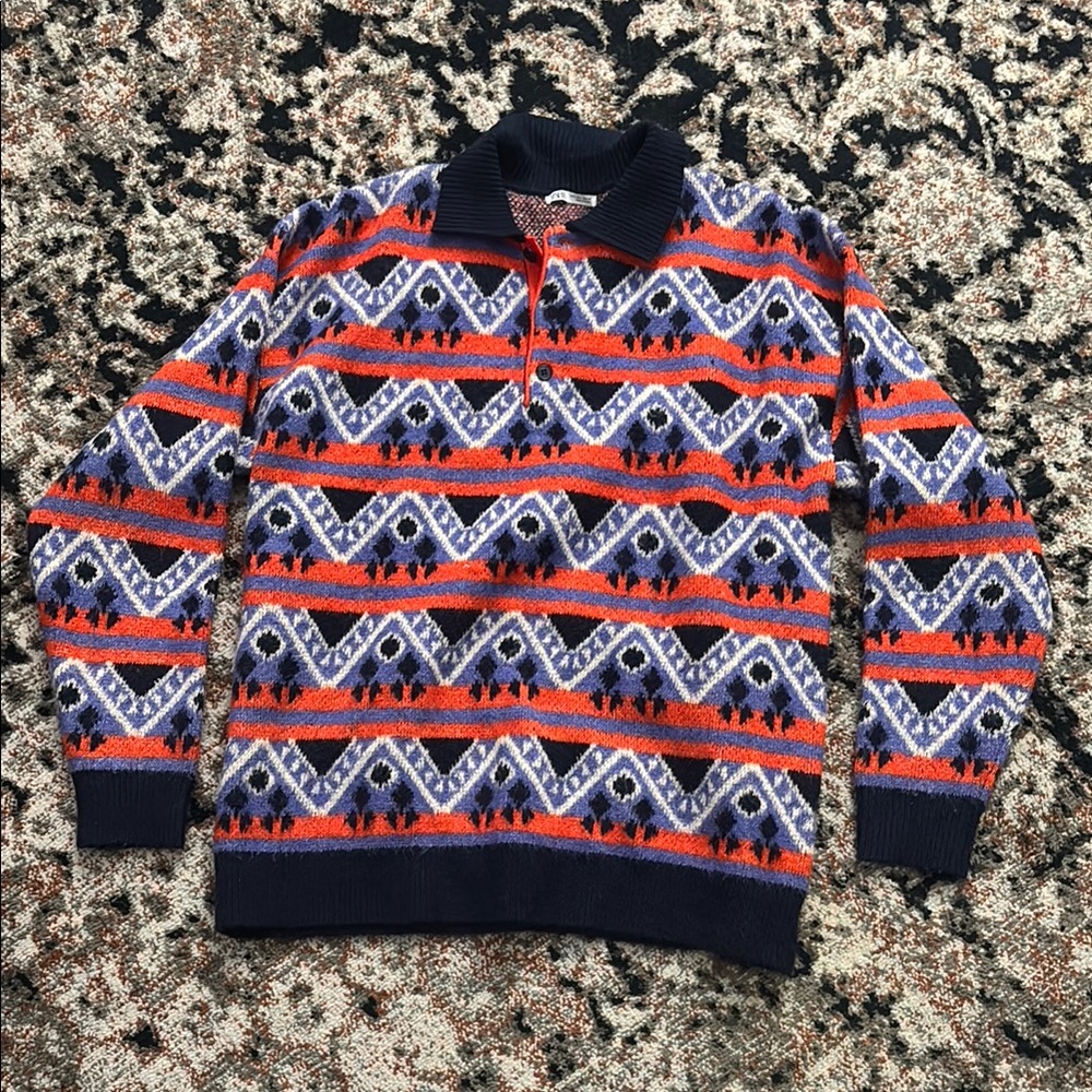 Zara Men's Multicolor Patterned Sweater